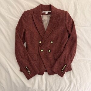 Veronica Beard Double-Breasted Burgundy Blazer